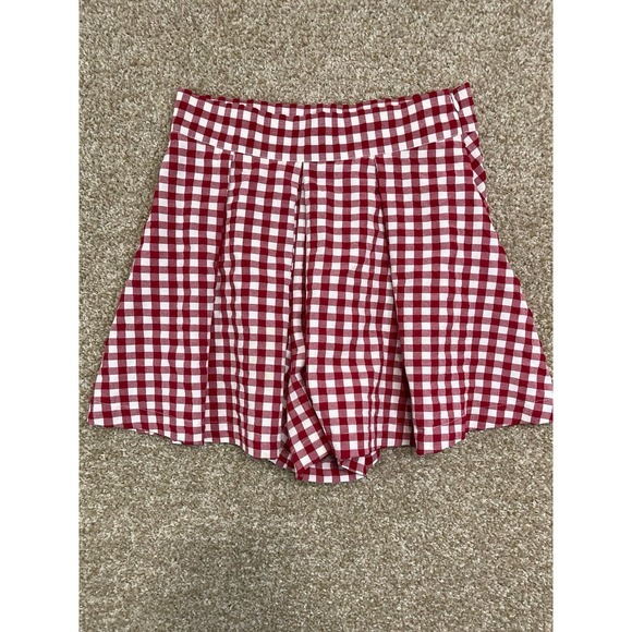 Anaak Pants - Pink Gingham Plaid Annex Pleated Shorts Size S‎ Elastic